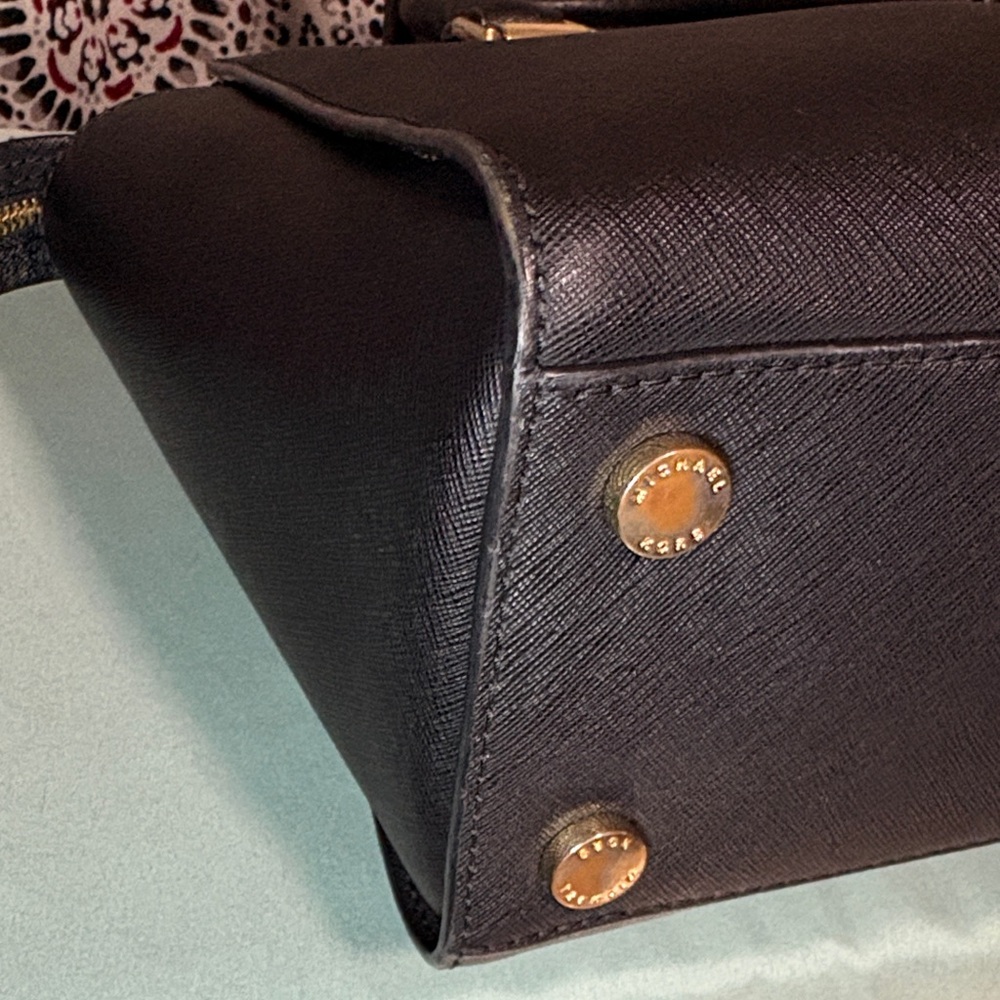 Michael Kors Selma Medium Saffiano Leather Satchel Black Top Handle Bag AS IS - Picture 8 of 10